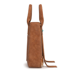 MW1368-8360BR  Montana West Hair-On Cowhide Fringe Tote/Crossbody - Brown