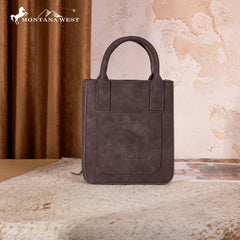 MW1368-8360CF Montana West Hair-On Cowhide Fringe Tote/Crossbody - Coffee