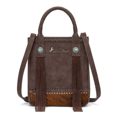 MW1368-8360CF Montana West Hair-On Cowhide Fringe Tote/Crossbody - Coffee