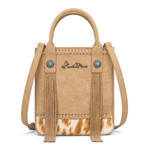 MW1368-8360TN Montana West Pink Tooled & Cowhide Whipstitch Tote Bag