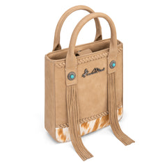 MW1368-8360TN Montana West Hair-On Cowhide Fringe Tote/Crossbody -Tan