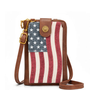 MW1385-183-JN Montana West American Flag RFID Crossbody Phone Wallet - Jean