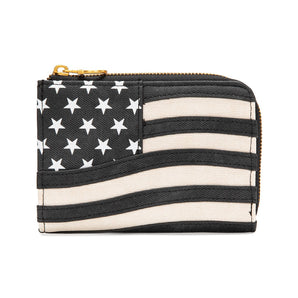 MW1385-W2007BK Montana West American Flag RFID Zip Around Wallet - Black