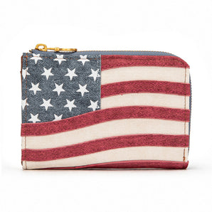 MW1385-W2007JN Montana West American Flag RFID Zip Around Wallet - Jean