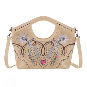 MW26015 Montana West Embroidered Studded Hobo Bag