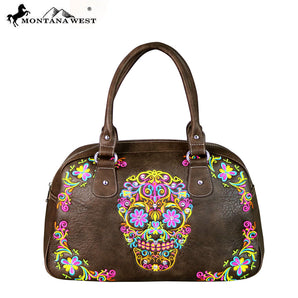 MW326-5110 Montana West Sugar Skull Collection Duffle Bag - Coffee
