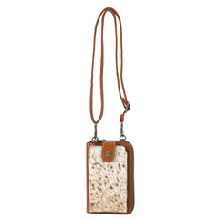 MW630CF  Montana West Western Genuine Hair-On Cowhide Phone Case Crossbody Wallet -Coffee