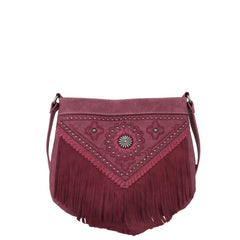MW880G-9360  Montana West Concho Collection Concealed Carry Crossbody Bag - Burgundy