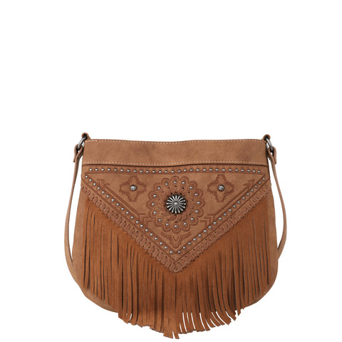 MW880G-9360  Montana West Concho Collection Concealed Carry Crossbody Bag - Brown