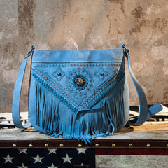 MW880G-9360  Montana West Concho Collection Concealed Carry Crossbody Bag - Jean