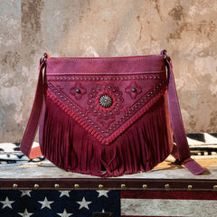 MW880G-9360  Montana West Concho Collection Concealed Carry Crossbody Bag - Burgundy