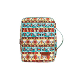 MWB-6011 Montana West Aztec Bull Head Pattern Print Canvas Bible Cover