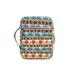 MWB-6011 Montana West Aztec Bull Head Pattern Print Canvas Bible Cover