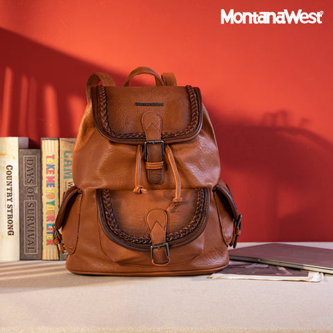 MWC-043A   Montana West Stone Wash Backpack -Brown