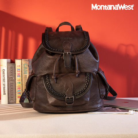 MWC-043A   Montana West Stone Wash Backpack -Coffee