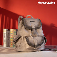 MWC-043A   Montana West Stone Wash Backpack -Grey