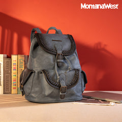 MWC-043A   Montana West Stone Wash Backpack -Jean