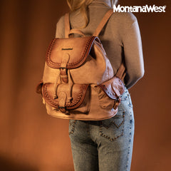 MWC-043A   Montana West Stone Wash Backpack -Pink