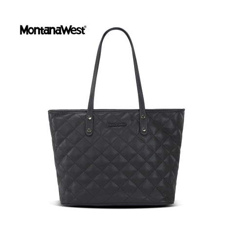 MWC-084B   Montana West Quilted Carry-All Tote -Black