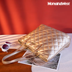 MWC-084B   Montana West Quilted Carry-All Tote - Gold
