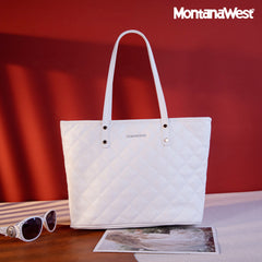 MWC-084B   Montana West Quilted Carry-All Tote - White