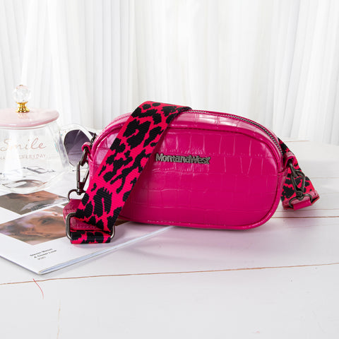 MWC-086CHPK  Montana West Small Croc Print Crossbody Bag/Camera Bag -Hot Pink