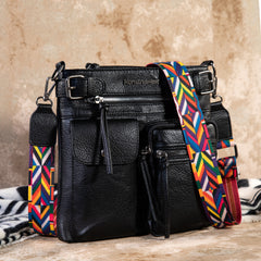 MWC-100ABK   Montana West Multi Pockets Crossbody Bag - Black