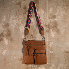 MWC-100ABR  Montana West Multi Pockets Crossbody Bag - Brown
