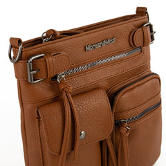 MWC-100ABR  Montana West Multi Pockets Crossbody Bag - Brown