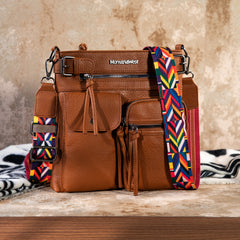 MWC-100ABR  Montana West Multi Pockets Crossbody Bag - Brown