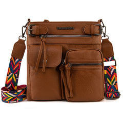 MWC-100ABR  Montana West Multi Pockets Crossbody Bag - Brown