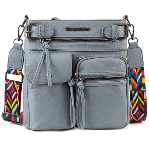 MWC-100AJN   Montana West Multi Pockets Crossbody Bag - Jean