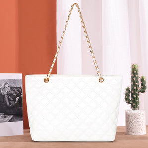 MWC-112 Montana West Quilted Carry-All Tote - White