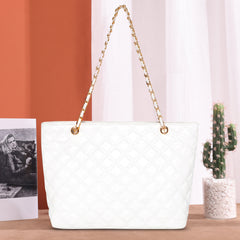 MWC-112   Montana West Quilted Carry-All Tote - White