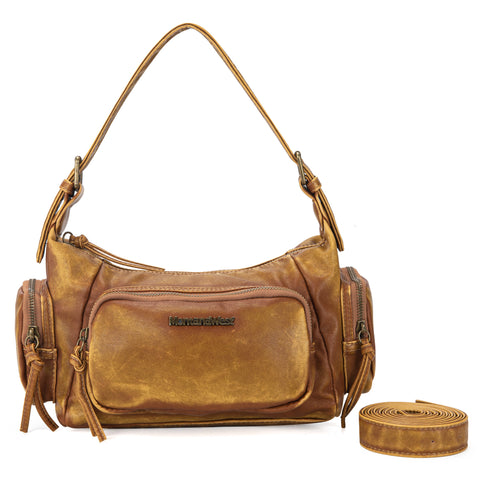 MWC-223 Montana West Stone Wash Hobo/Crossbody - Brown