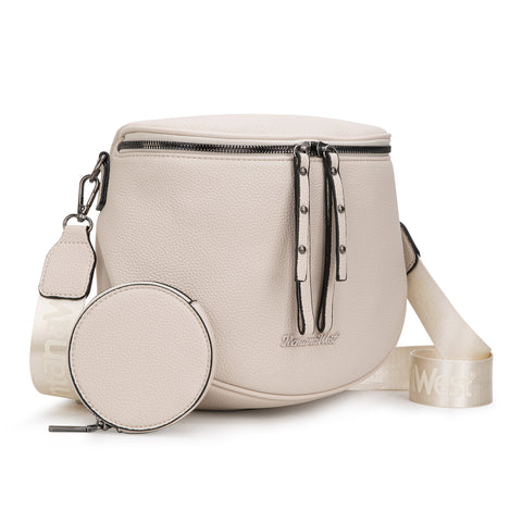 MWC-285 Montana West Spacious Crossbody Bum Bag with Coin Purse - Beige