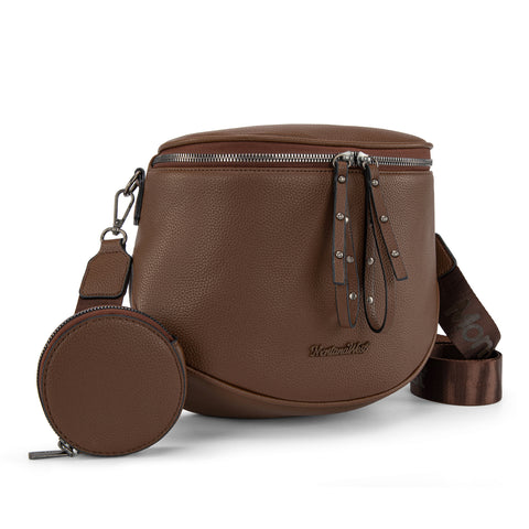 MWC-285 Montana West Spacious Crossbody Bum Bag with Coin Purse - Coffee
