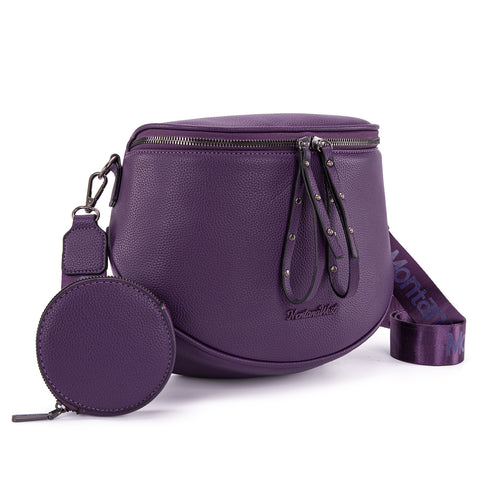 MWC-285 Montana West Spacious Crossbody Bum Bag with Coin Purse Purple