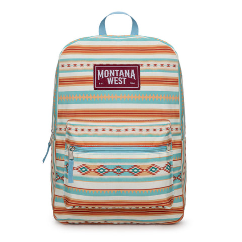 MWC-5751SBL  Montana West Serape Aztec Print Backpack -2Pcs Set - Blue