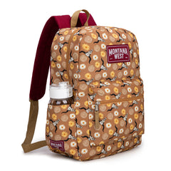 MWC-5751SBR   Montana West Sunflower Longhorn Print Backpack -2Pcs Set - Brown