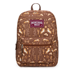 MWC-5751SCF   Montana West Western Horse Print Backpack -2Pcs Set - Coffee