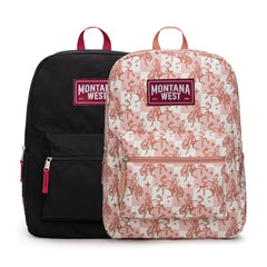 MWC-5751SPK  Montana West Bucking Cowgirl Print Backpack -2Pcs Set - Pink