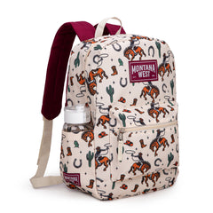 MWC-5751STN   Montana West Horseshoe Cowboy & Cactus Print Backpack -2Pcs Set - Tan