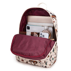 MWC-5751STN   Montana West Horseshoe Cowboy & Cactus Print Backpack -2Pcs Set - Tan