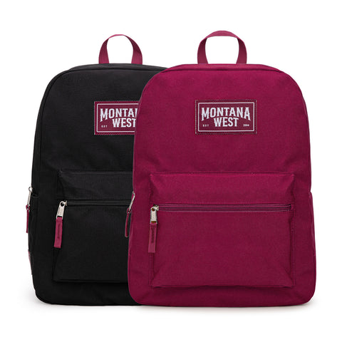 MWC-575SBDY  Montana West Solid Color Backpack -2Pcs Set - Burgundy