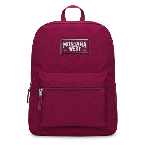 MWC-575SBDY  Montana West Solid Color Backpack -2Pcs Set - Burgundy
