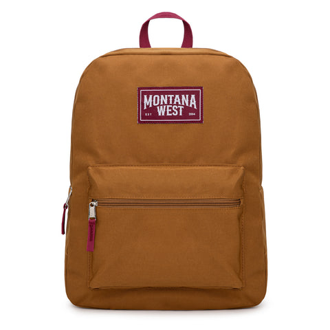MWC-575SBR   Montana West Solid Color Backpack -2Pcs Set -Brown