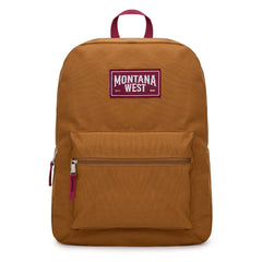 MWC-575SBR   Montana West Solid Color Backpack -2Pcs Set -Brown