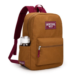 MWC-575SBR   Montana West Solid Color Backpack -2Pcs Set -Brown