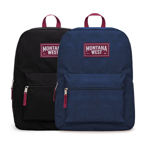 MWC-575SNY  Montana West Solid Color Backpack -2Pcs Set -Navy